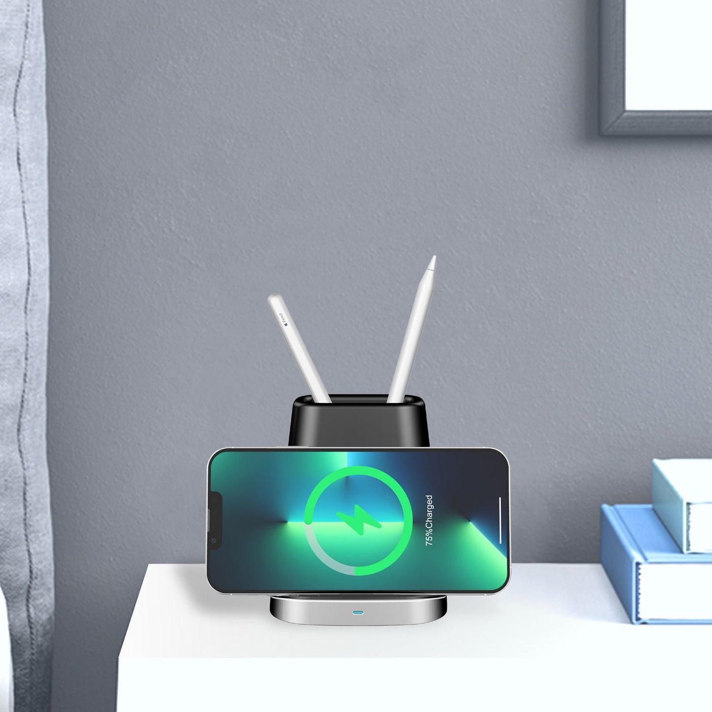 Cargador Inalámbrico Premium con Soporte para Bolígrafo para Smartphones