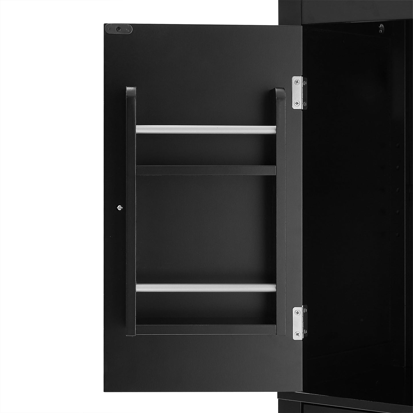 Elegant Black Bathroom Floor Storage Cabinet with Adjustable Shelves