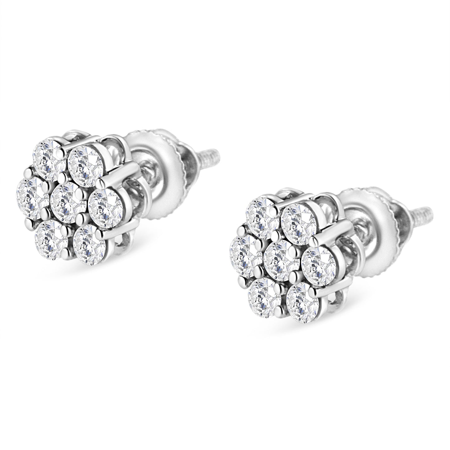 Pendientes de diamantes florales de oro blanco de 14 quilates