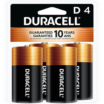 Duracell Coppertop D Batteries - 4 Pack Alkaline Battery