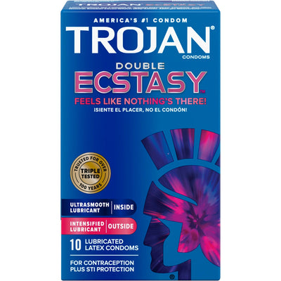 Préservatifs lubrifiés Trojan Double Ecstasy - 10 unités