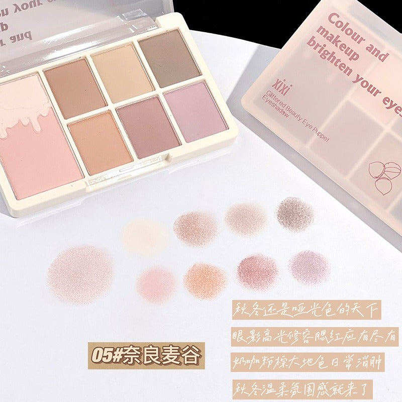 7 Color Eyeshadow Palette Red Wine Glitter Pearly Lasting Acrylic Eyeshadow Palette Korean Eyes Makeup Palette Beauty Makeup - Korvel