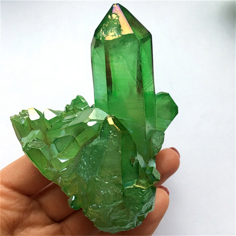 Natural Green Crystal Cluster - Modern Home Decor