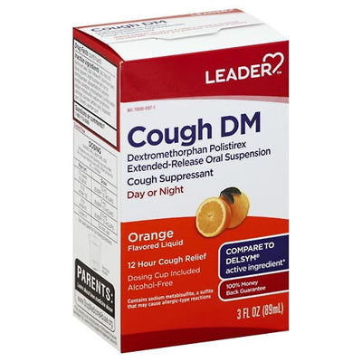 Leader 12 heures soulagement de la toux DM, saveur orange, 3 fl oz