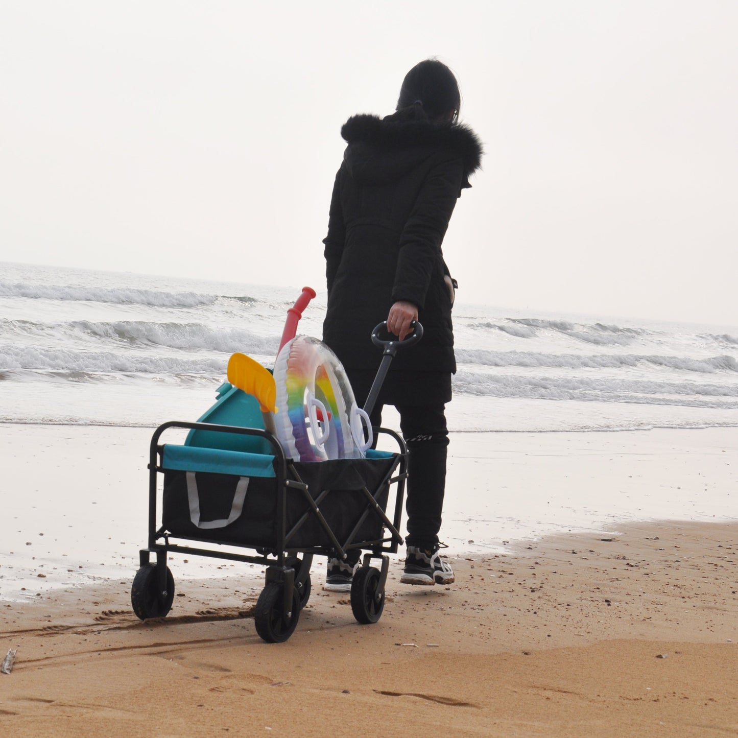 Folding Wagon Garden Shopping Beach Cart - Korvel