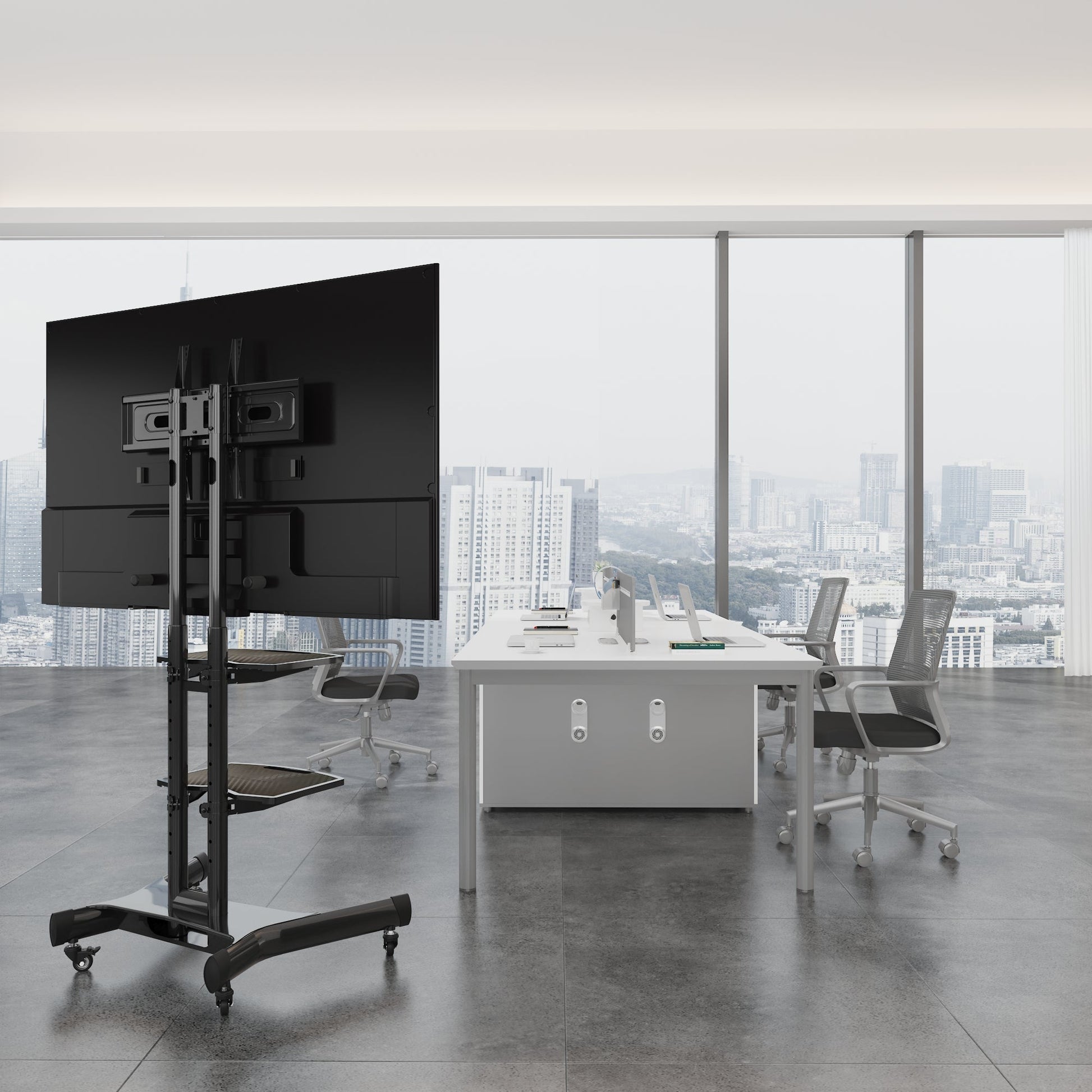 FANCO Universal Rotating TV Stand, suitable for 32-80 inch TVs, adjustable tilt height, maximum VESA 600x400mm (black) - Korvel