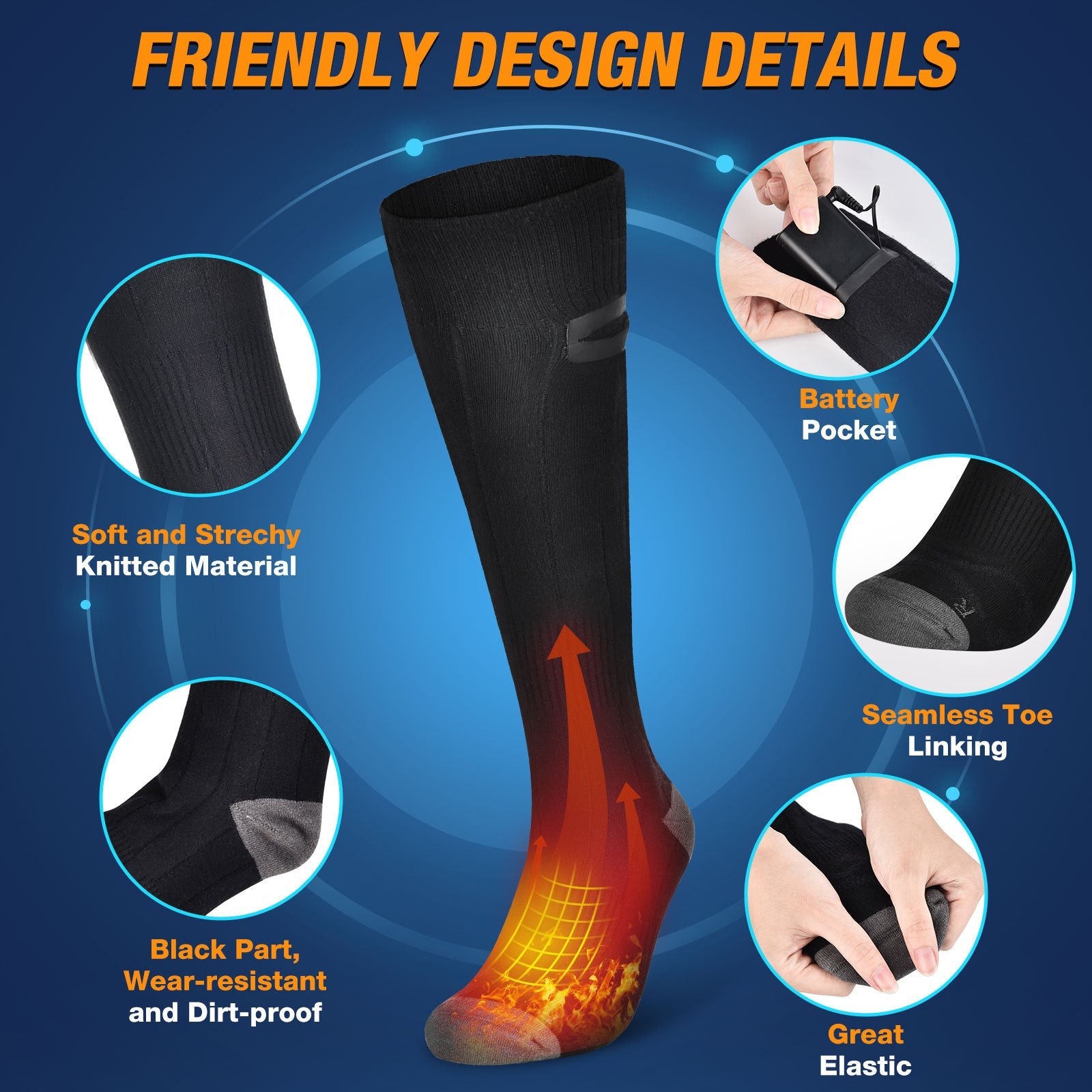 HailiCare Electric Heating Socks Rechargeable Heating Socks Adjustable Temperature Warm Long Tube Electric Heating Socks - Korvel