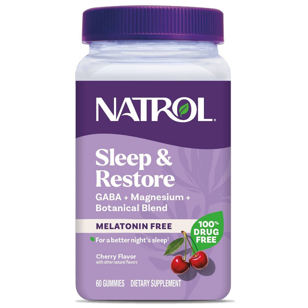 Gommes de sommeil et de restauration Natrol sans mélatonine - Cerise acidulée - 60 unités