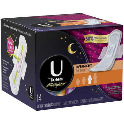 U by Kotex All Nighter Ultra Thin Overnight Pads with Wings