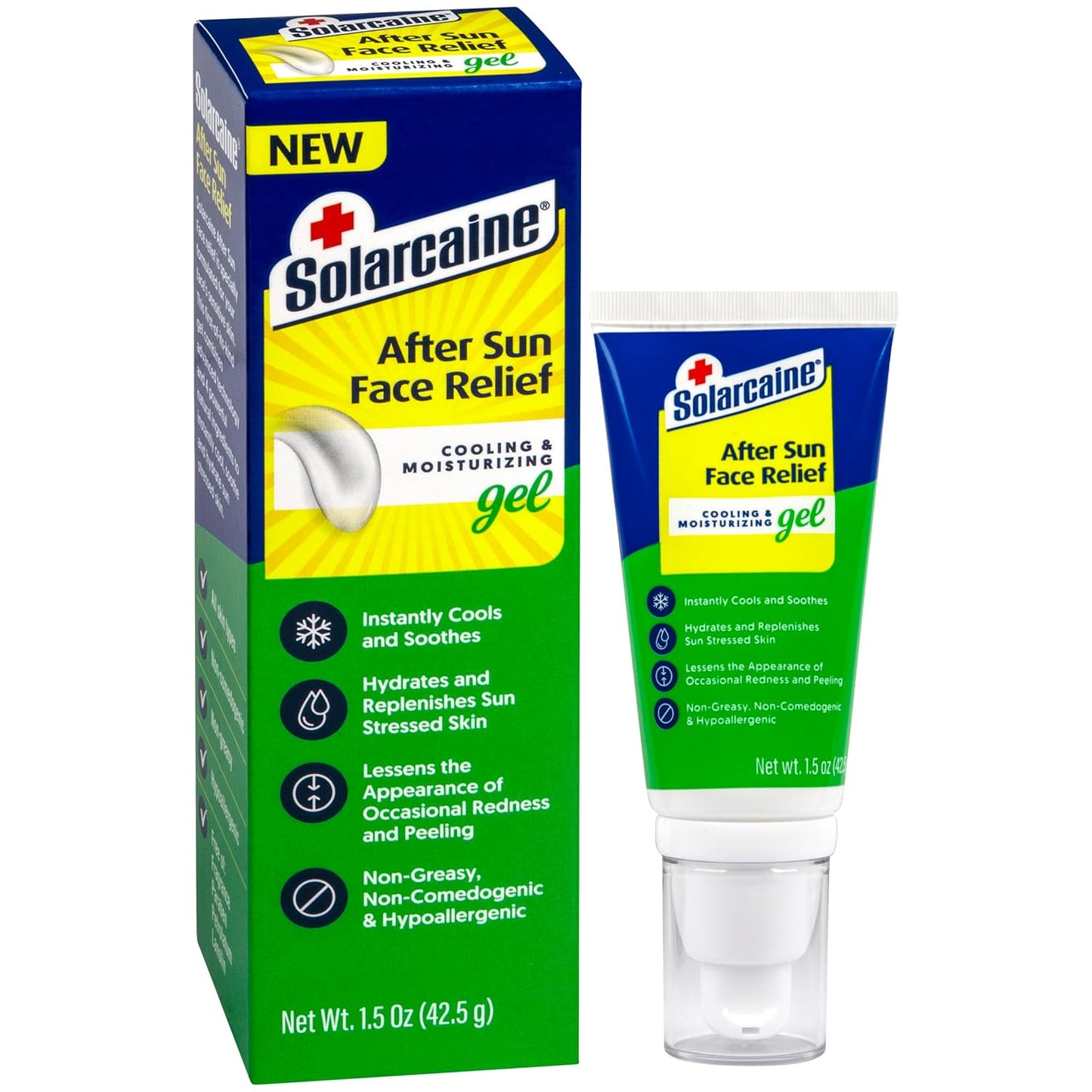 Gel Facial Solarcaine Después del Sol - Alivio Refrescante e Hidratante
