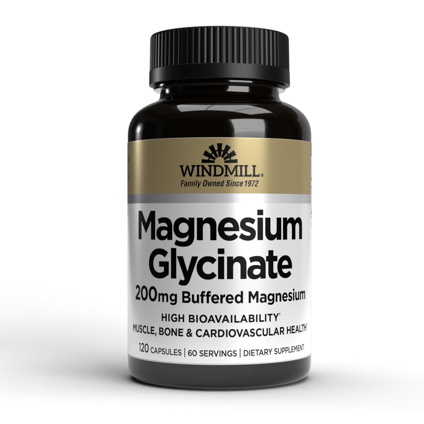Vitaminas Naturales Windmill Magnesio Glicinato 200 Mg, 120 Cápsulas