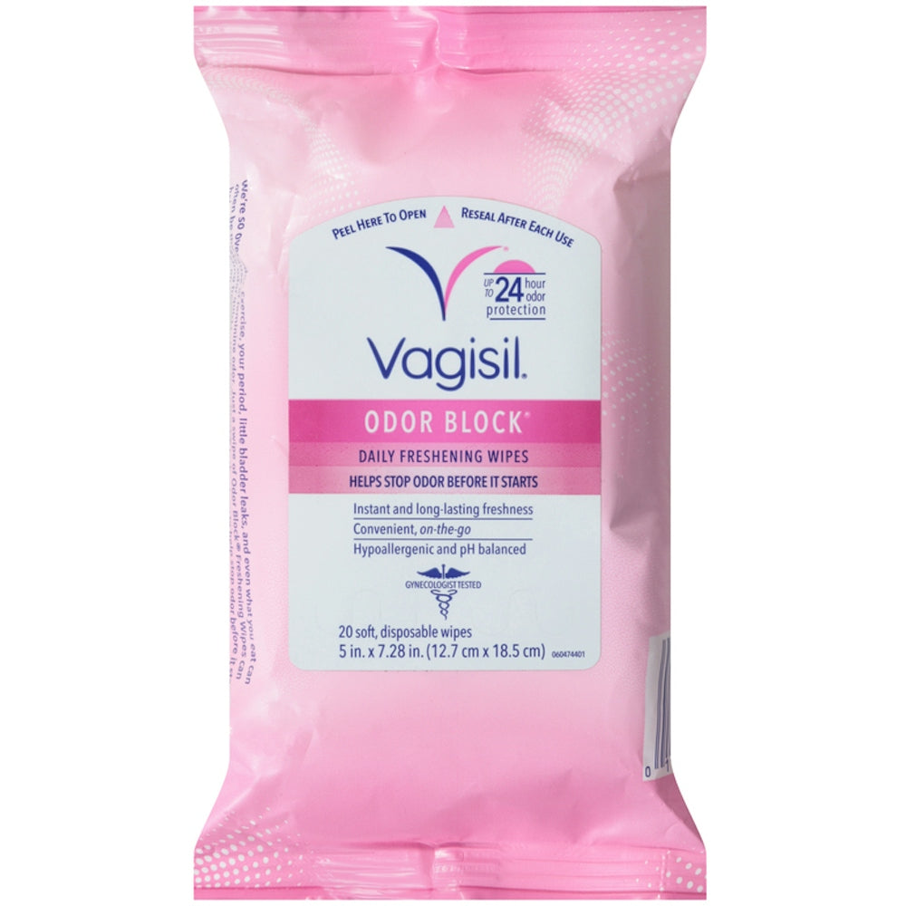 Lingettes rafraîchissantes Vagisil Odor Block - 20 unités