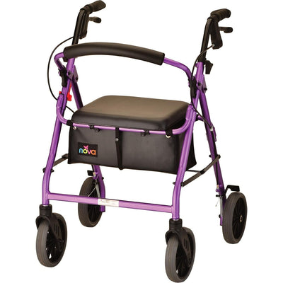 NOVA Zoom 22" Hauteur de siège Pliable Déambulateur roulant avec roues de 8" - État ouvert Violet