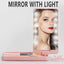 LED Folding Rotating Cosmetic Mirror with Brush Storage