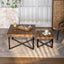 31.3"Modern Retro Splicing Square Coffee Table  Fir Wood Table Top with Cross Legs Metal Base (Set of 2 pcs ) - Korvel