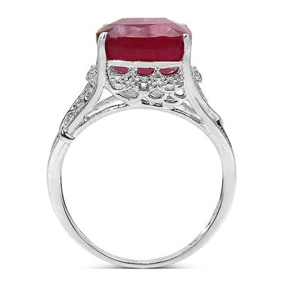 Bague en rubis rempli de verre et topaze blanche de 4,20 ct. t.w. en argent sterling