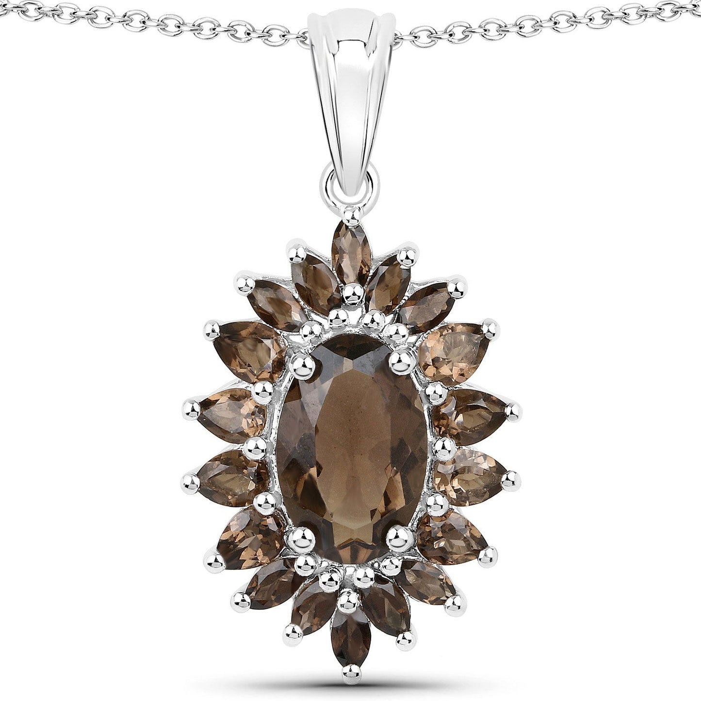16.36 Carat Genuine Smoky Quartz Sterling Silver Jewelry Set
