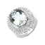 Anillo de Plata Esterlina con Amatista Verde de 11.14 Quilates y Topacio Blanco