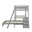 Twin over Full Bunk Bed with Built-in Desk and Three Drawers Grey - Korvel