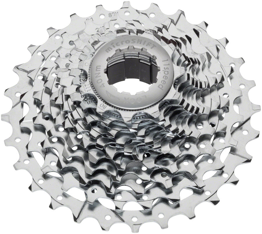 Cassette microSHIFT G11 - 11 vitesses 11-28t plaqué chrome argenté