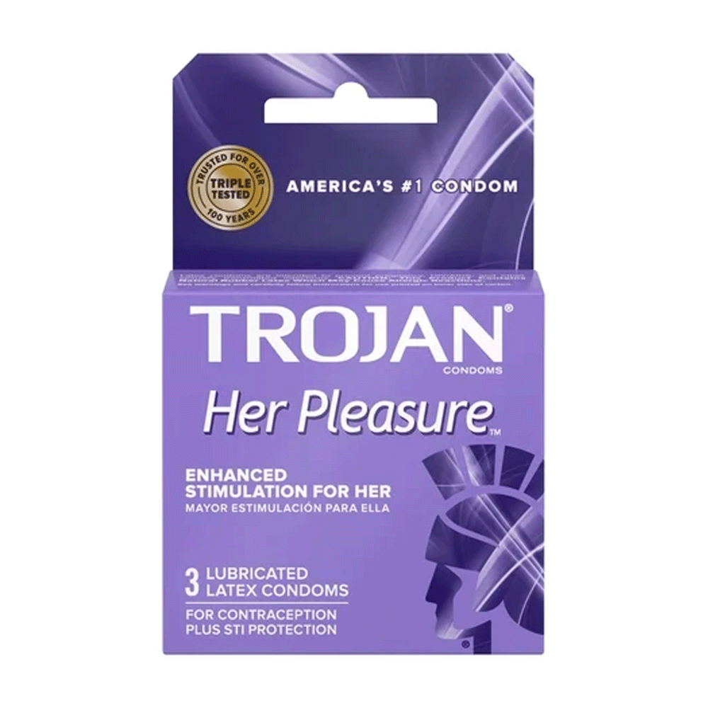 Préservatifs Trojan Her Pleasure Sensations Lubrifiés en Latex Premium - 3 Comptes