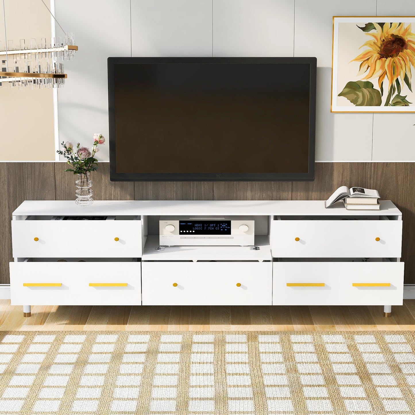 U-Can TV Stand for 75+ Inch TV Entertainment Center TV Media Console Table Modern TV Stand - Korvel
