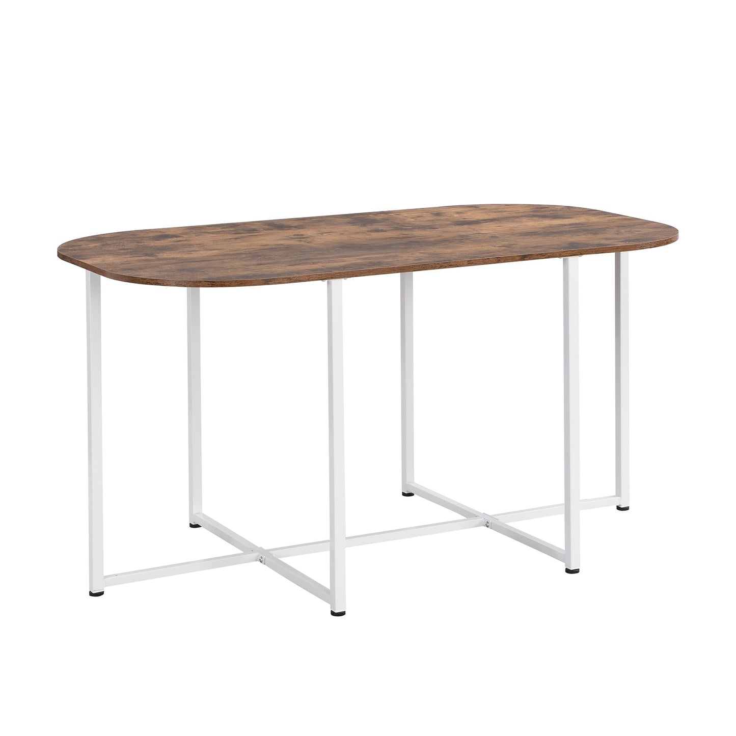 TOPMAX Modern 7-Piece Dining Table Set with Faux Marble Compact 55Inch Kitchen Table Set for 6  White+Cherry - Korvel