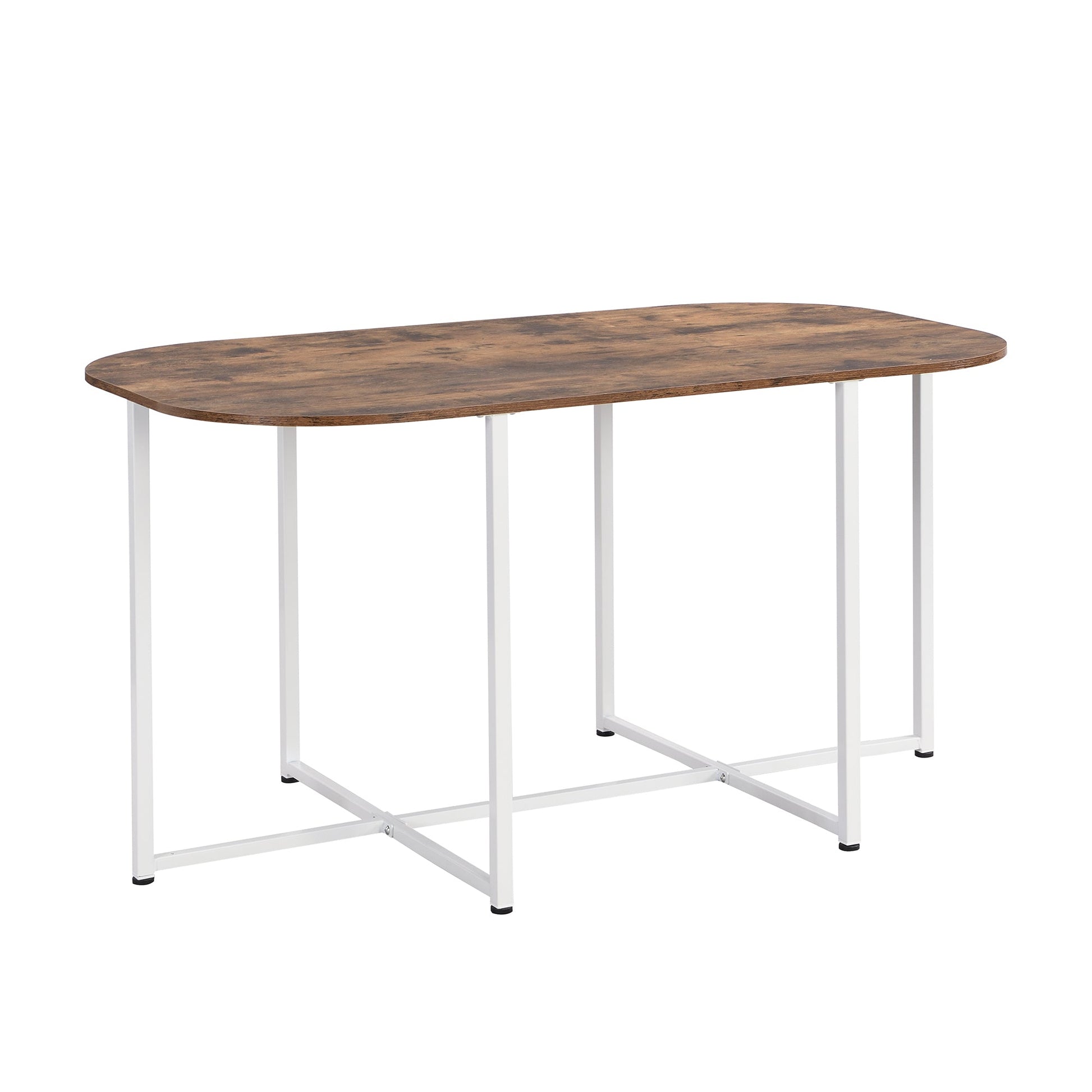 TOPMAX Modern 7-Piece Dining Table Set with Faux Marble Compact 55Inch Kitchen Table Set for 6  White+Cherry - Korvel