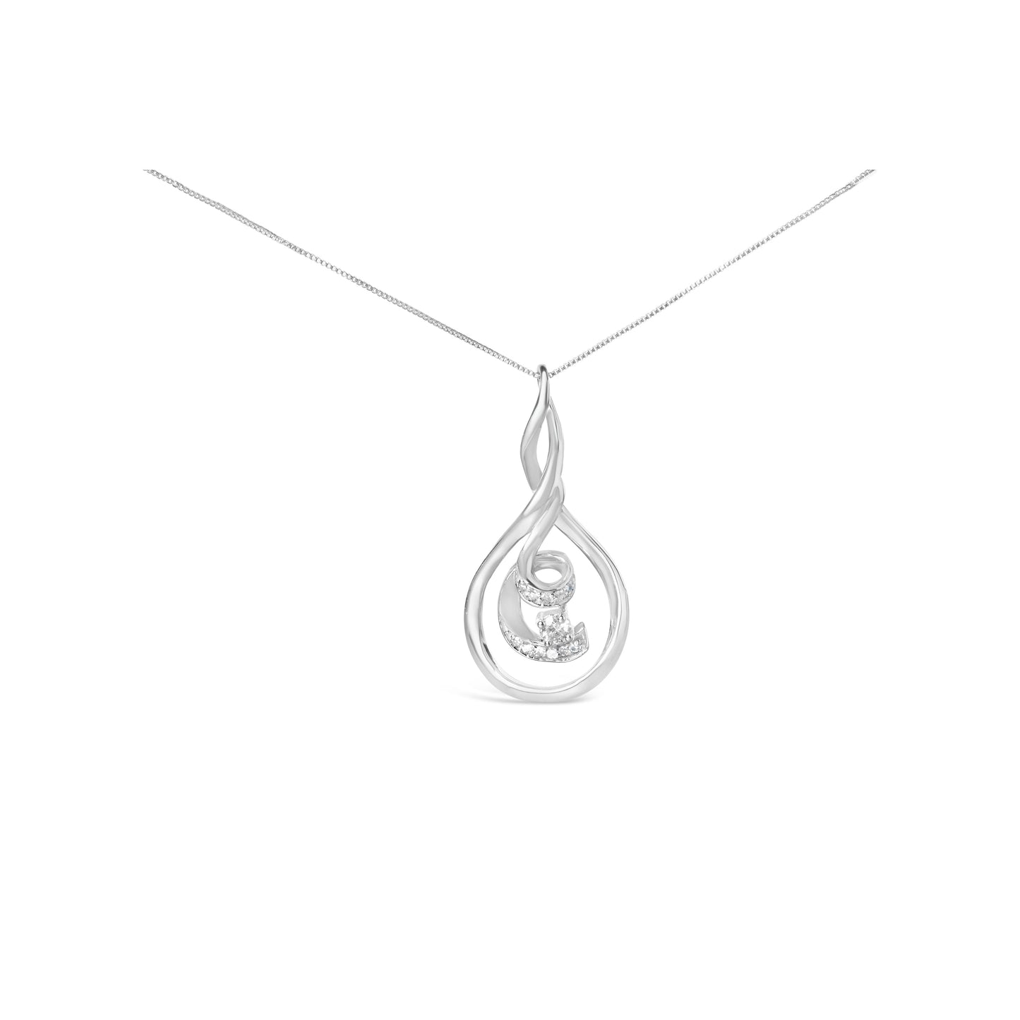Collier Pendentif Spiral en Diamant en Or Blanc 10K Espira