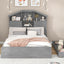 Full Size Wood Platform Bed with Storage Headboard - Gray