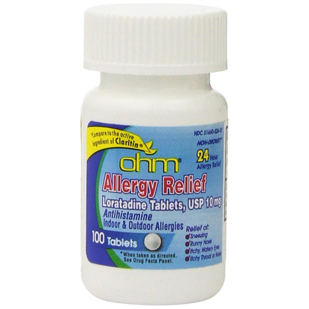OHM Loratadine 10mg - 100 Tablets for Allergy Relief