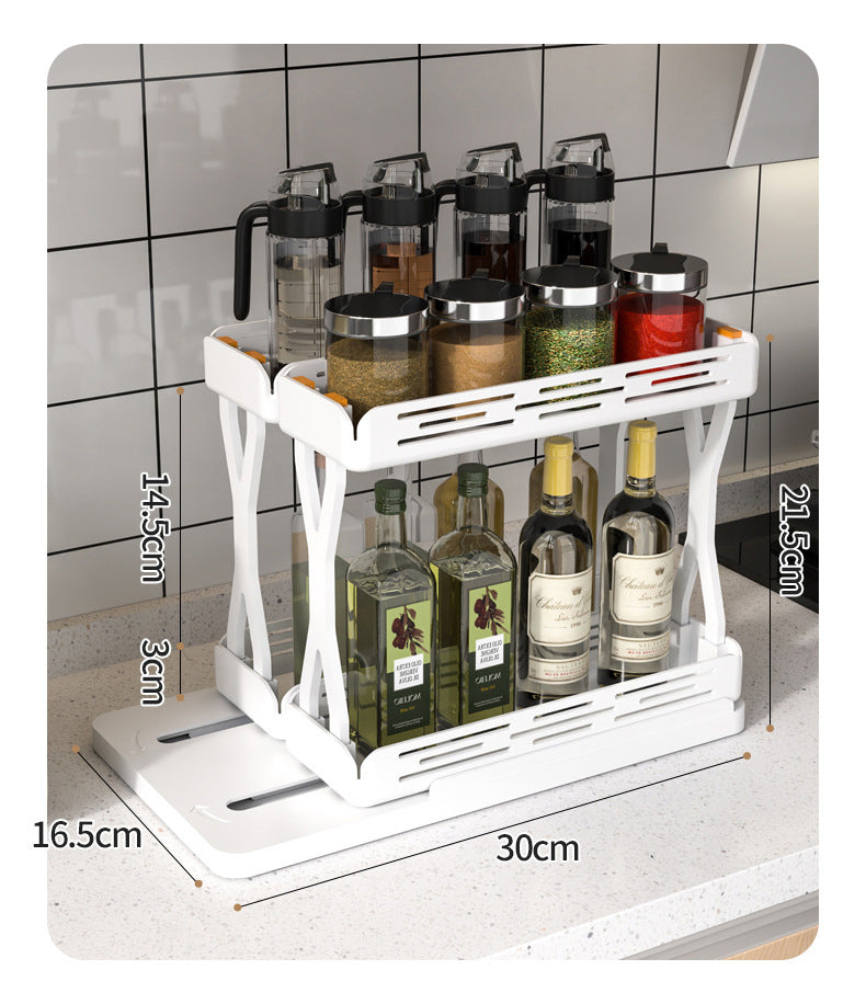 Pull out Rotating Spice Rack Organizer for Cabinet Rotate Makeup Organizer Slide Bottle Box Holder Plastic Seasoning Spice Rack - Korvel