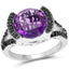 3.24 Carat Amethyst & Black Diamond Sterling Silver Ring