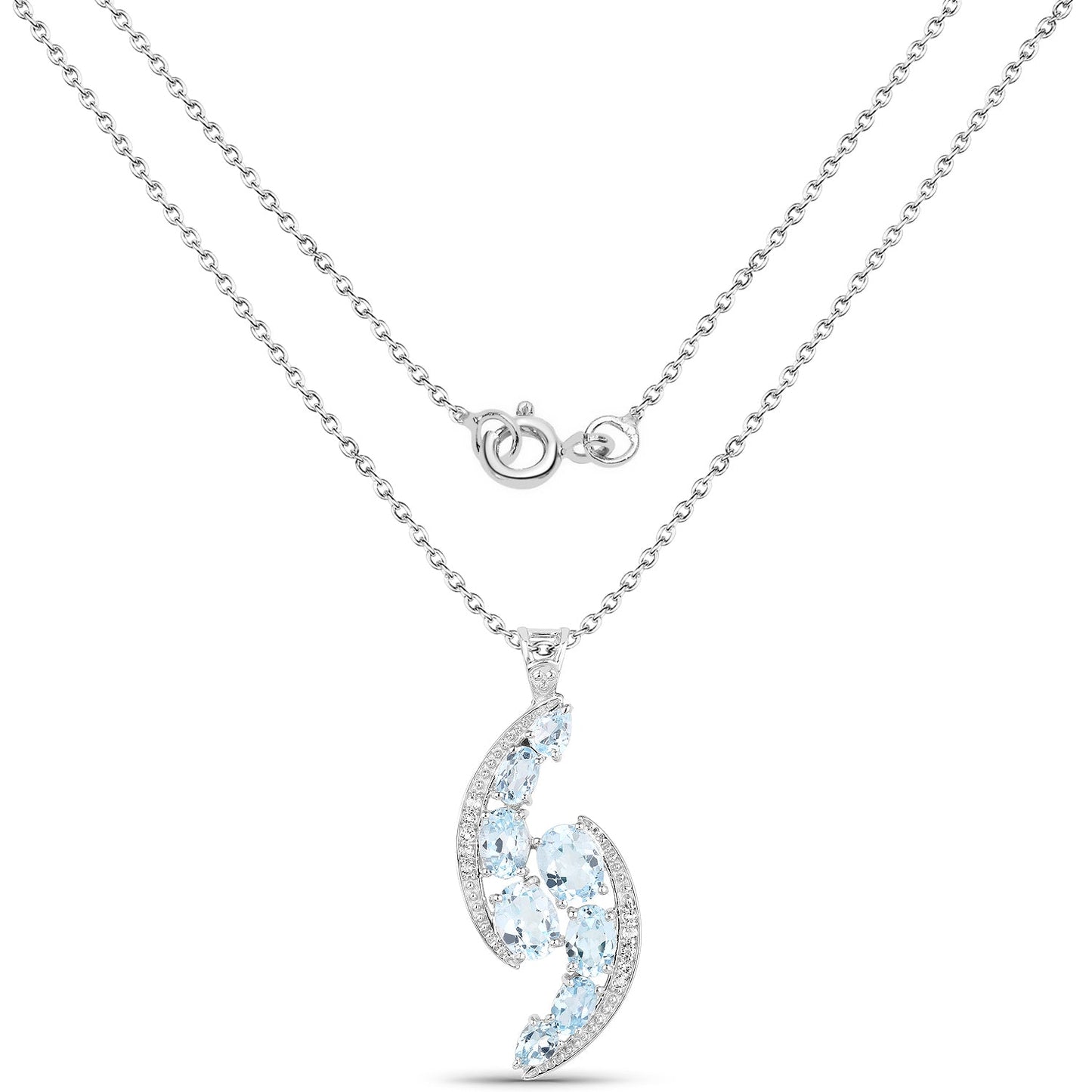 Pendentif en argent sterling avec topaze bleue et topaze blanche de 7,27 carats