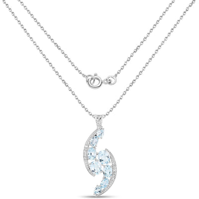 7.27 Carat Genuine Blue Topaz & White Topaz Sterling Silver Pendant