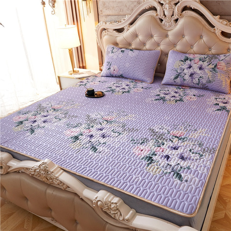 Summer Bed Sheet Ice Silk Mat Soft and Comfortable Latex Mattress Bedding Three-piece Breathable Mat for Comfortable Sleep - Korvel