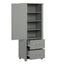 Tall Bathroom Storage Cabinet, Freestanding Storage Cabinet with Two Drawers and Adjustable Shelf, MDF Board , Grey - Korvel