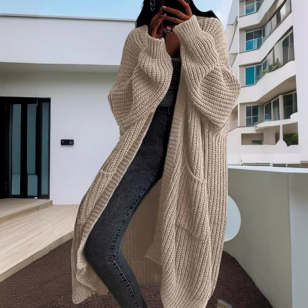 Premium Women's Long Knitted Cardigan for Autumn & Winter