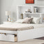 Full Size Platform Bed with Storage Headboard and 2 Drawers, White - Korvel