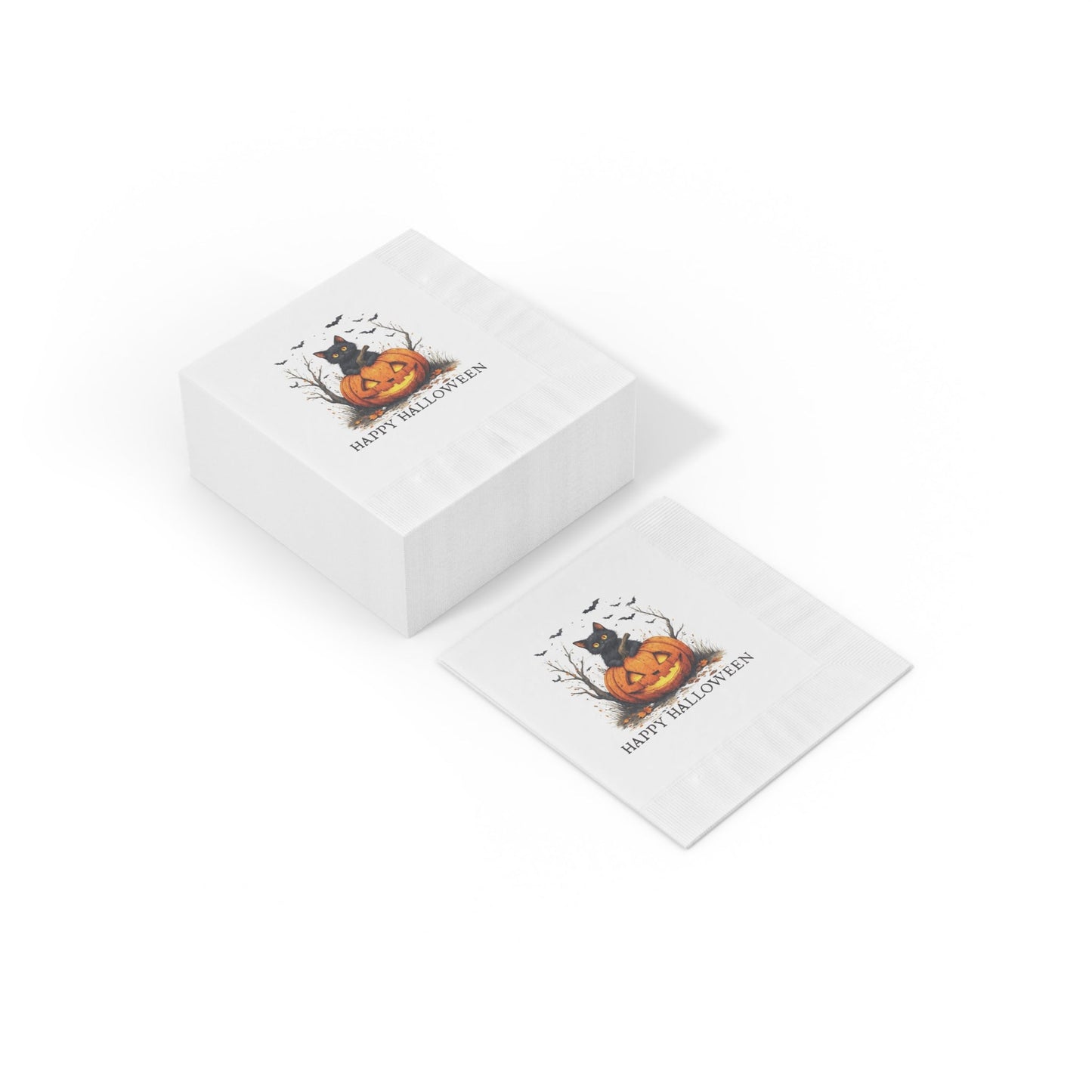 Serviettes d'Halloween avec Chats et Citrouilles pour Célébrations Festives