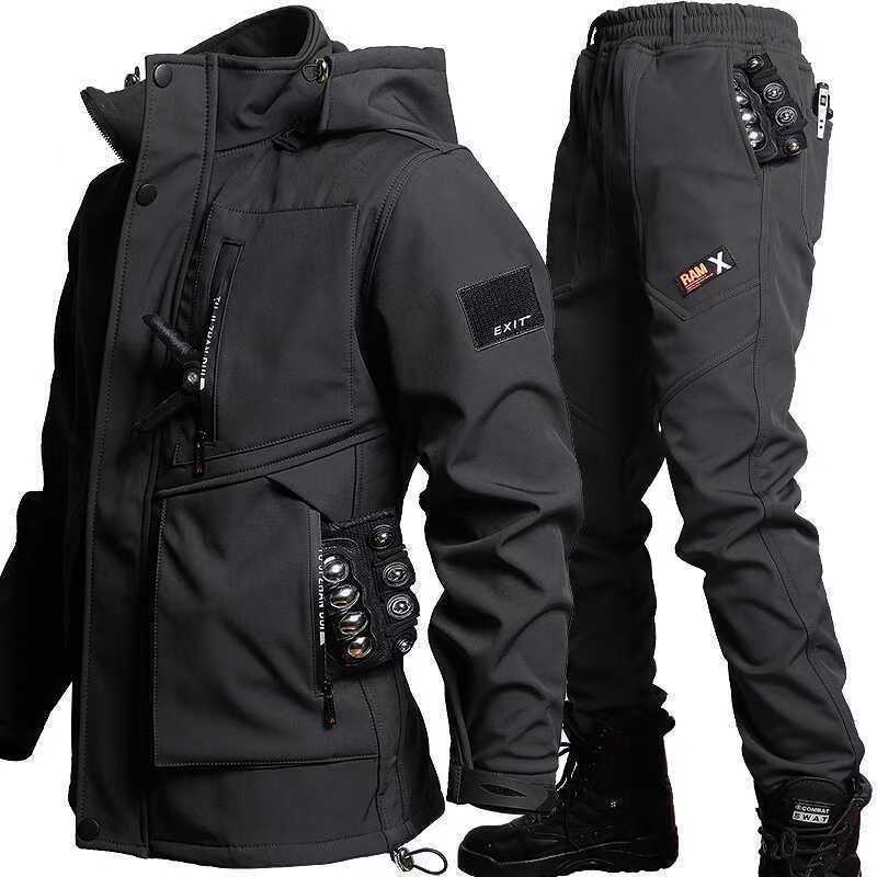 Men's Waterproof Cold-Resistant Shell Jacket and Trousers Suit