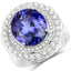 Bague en Tanzanite et Diamants Blancs de 10,79 Carats en Or Blanc 18K