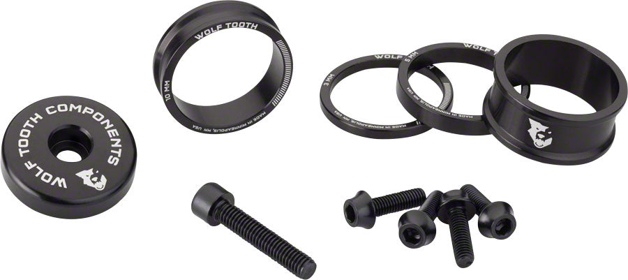 Wolf Tooth BlingKit: Kit de Espaciadores de Dirección Premium - Negro