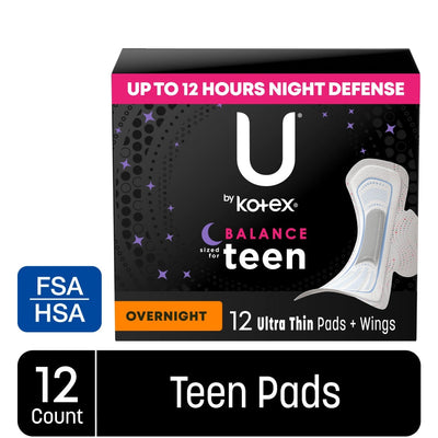 U by Kotex Ultra Thin Overnight Pads for Teens