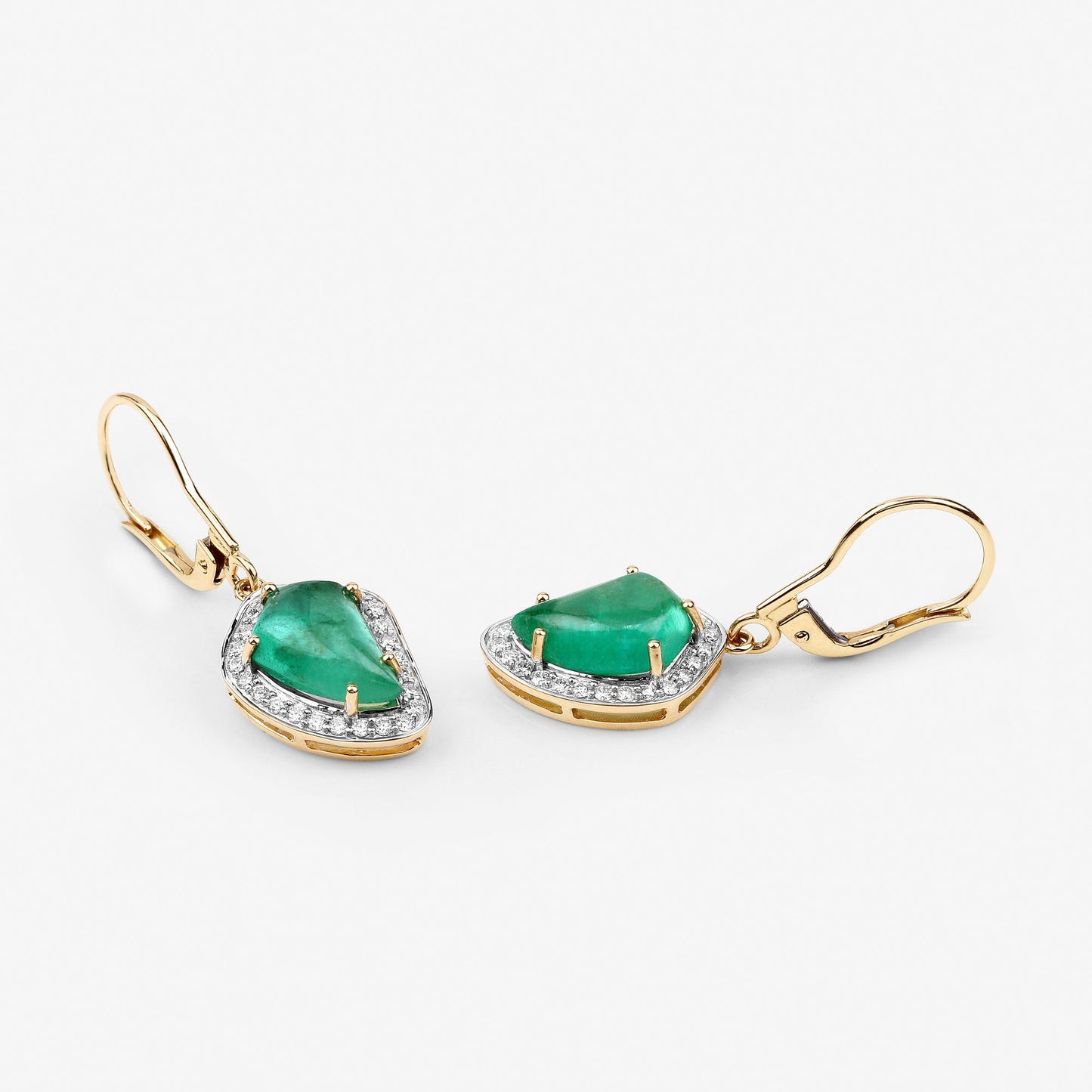 6.40 Carat Genuine Colombian Emerald and Diamond Earrings