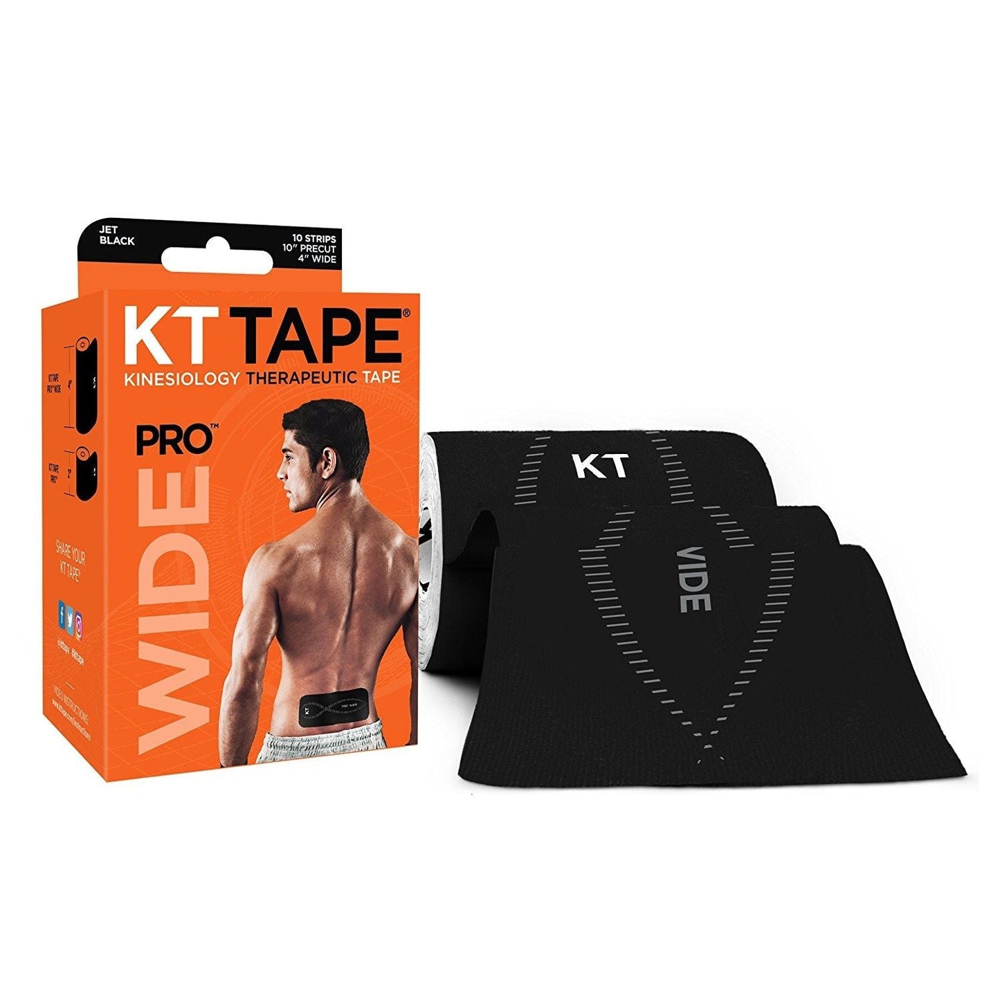 KT Tape Pro Wide - Premium Support Tape in Jet Black