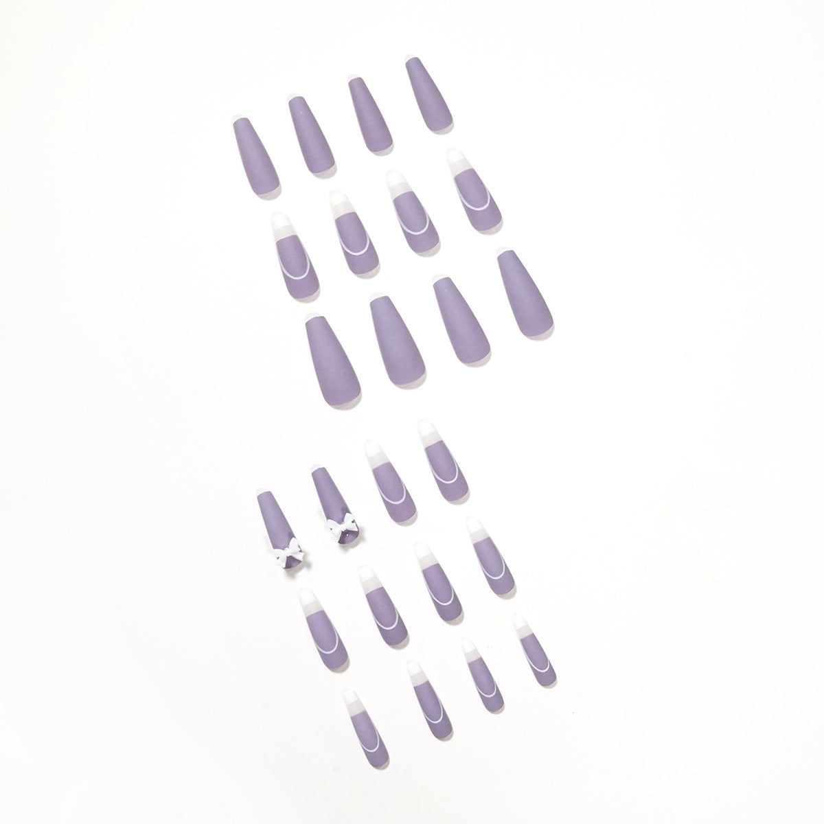 Rattan Purple French Bow Wear Manicure Finished Fake Nail Manicure Patch Nail Patch Removable Nail - Korvel