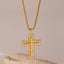 18K Gold-Plated Inlaid Zircon Cross Necklace - Korvel