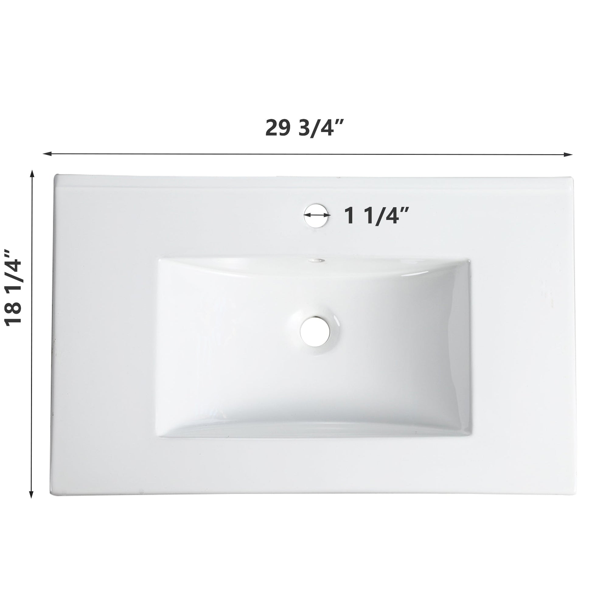 30 Inch Bathroom Ceramic Sink Basin, White - Korvel