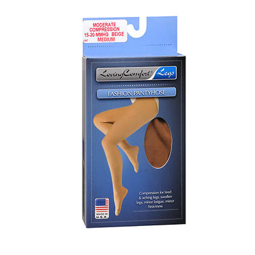 Loving Comfort Sheer Pantyhose - Closed Toe Beige Medium